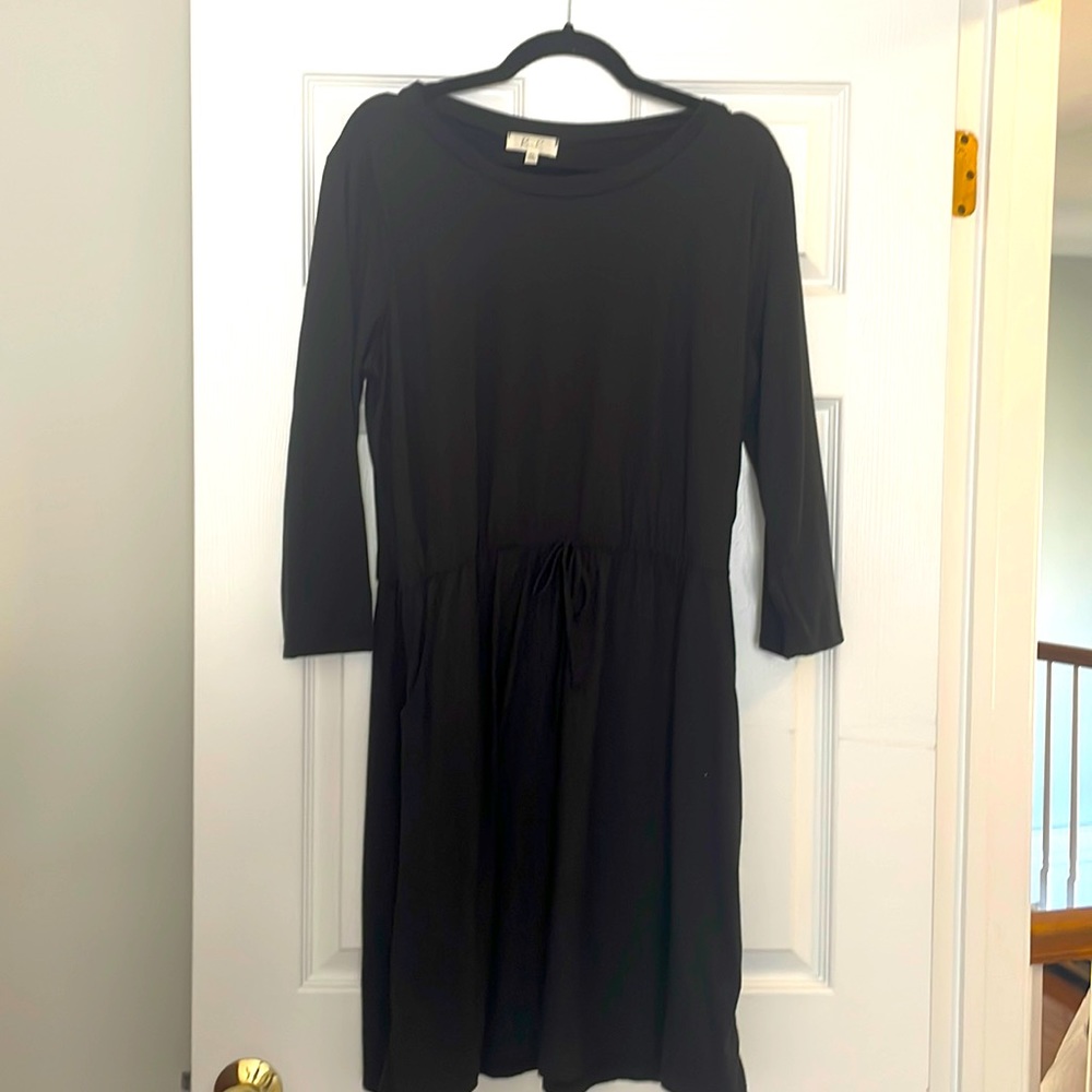 Black comfy drawstring dress